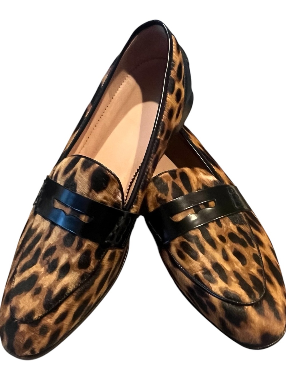 J. Crew Leopard Haircalf Penny Loafers Size 9.5